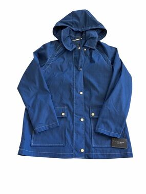 kate spade cobalt blue hooded rain jacket size L